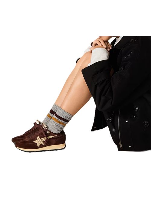 running marathon satin Golden Goose | GWF00683.F007841.55661BROWN/PLATINUM